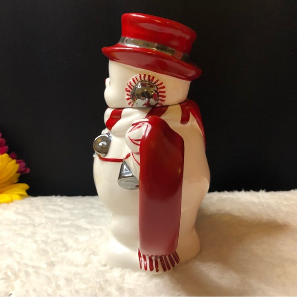 2001 Jolly Snowman Collection Hand-Painted Earthenware Teapot w/White Gold - Picture 4 of 13